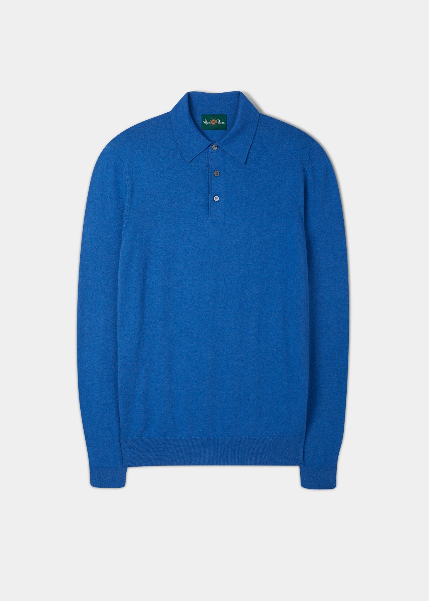 Luxury Cotton Long Sleeve Polo Shirt In Regatta Alan Paine