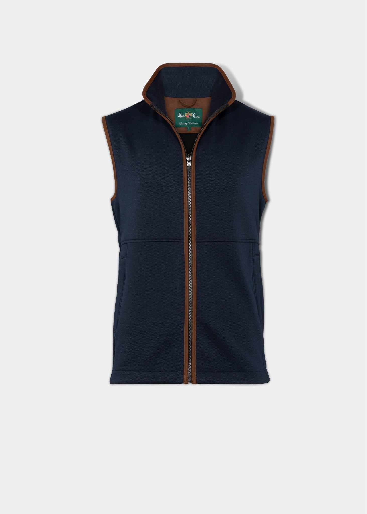 Aylsham Men s Fleece Vest In Navy Herringbone Alan Paine USA