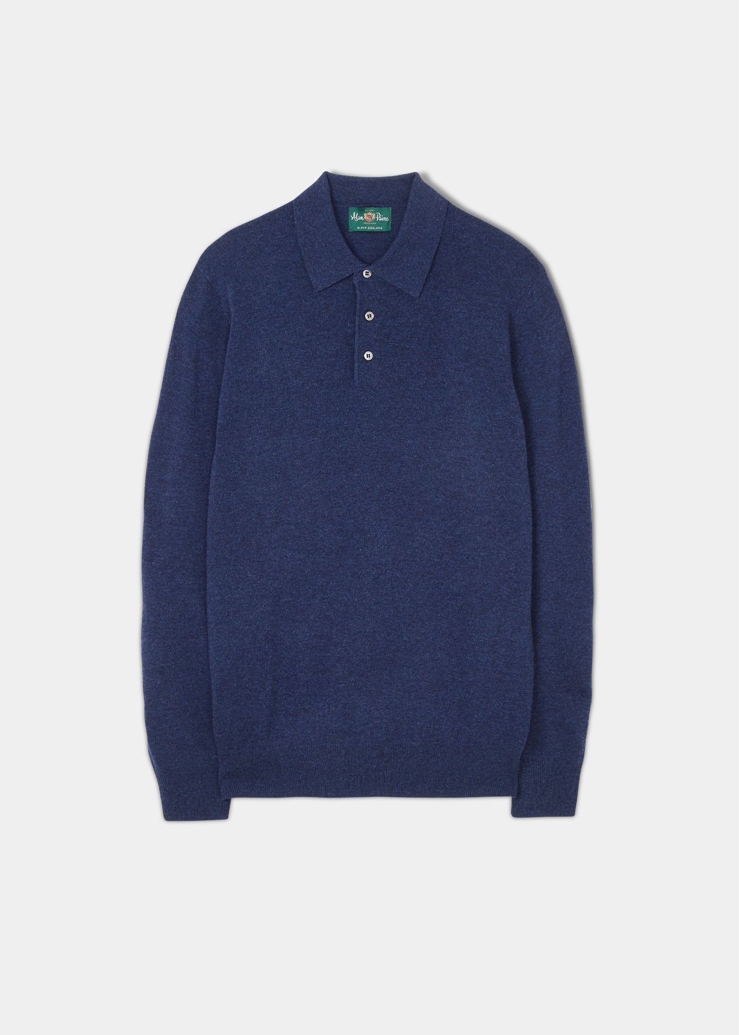 Tresswell Geelong Wool Long Sleeve Polo Shirt in Indigo Alan