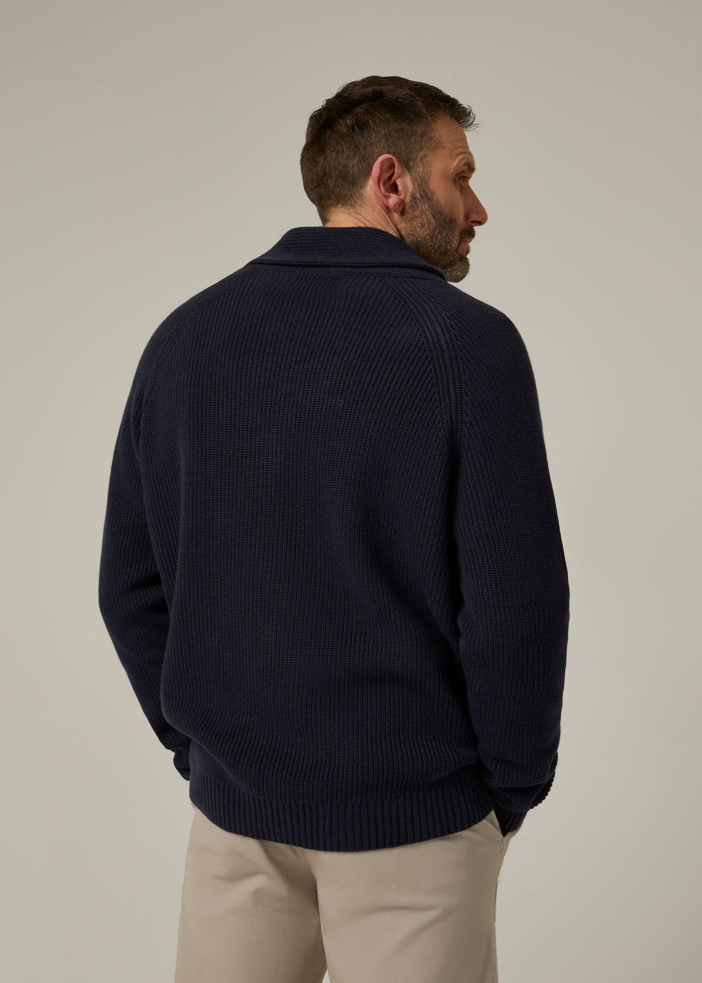 Brunswick Shawl Collar Cardigan In Navy