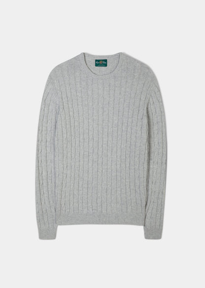 cotton cashmere jumper in dove with a crew neck.