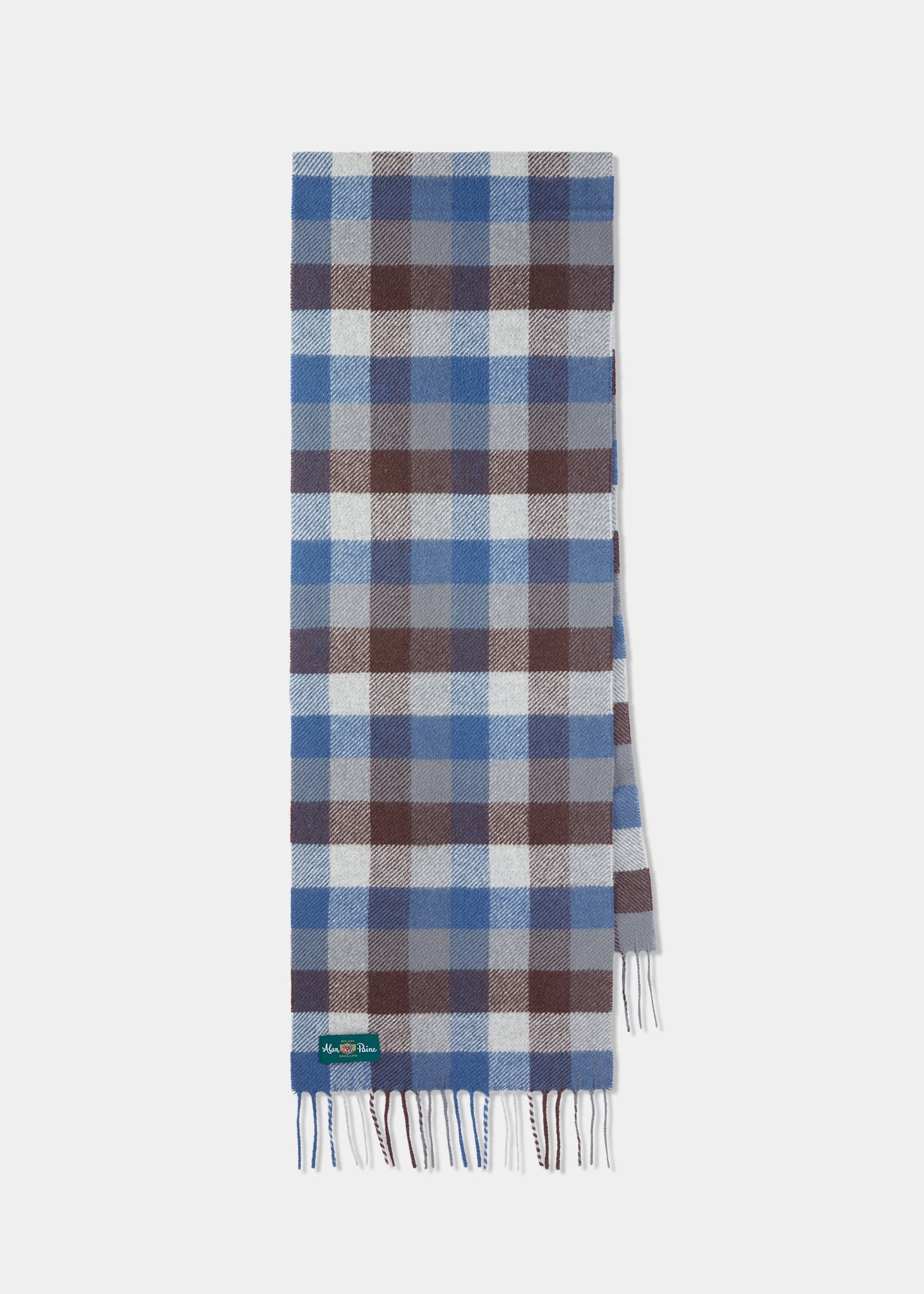 Hillclay Small Square Check Scarf In Brown