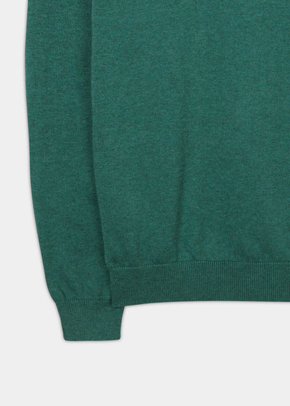 Alan Paine men's cotton cashmere crew neck jumper in moorland