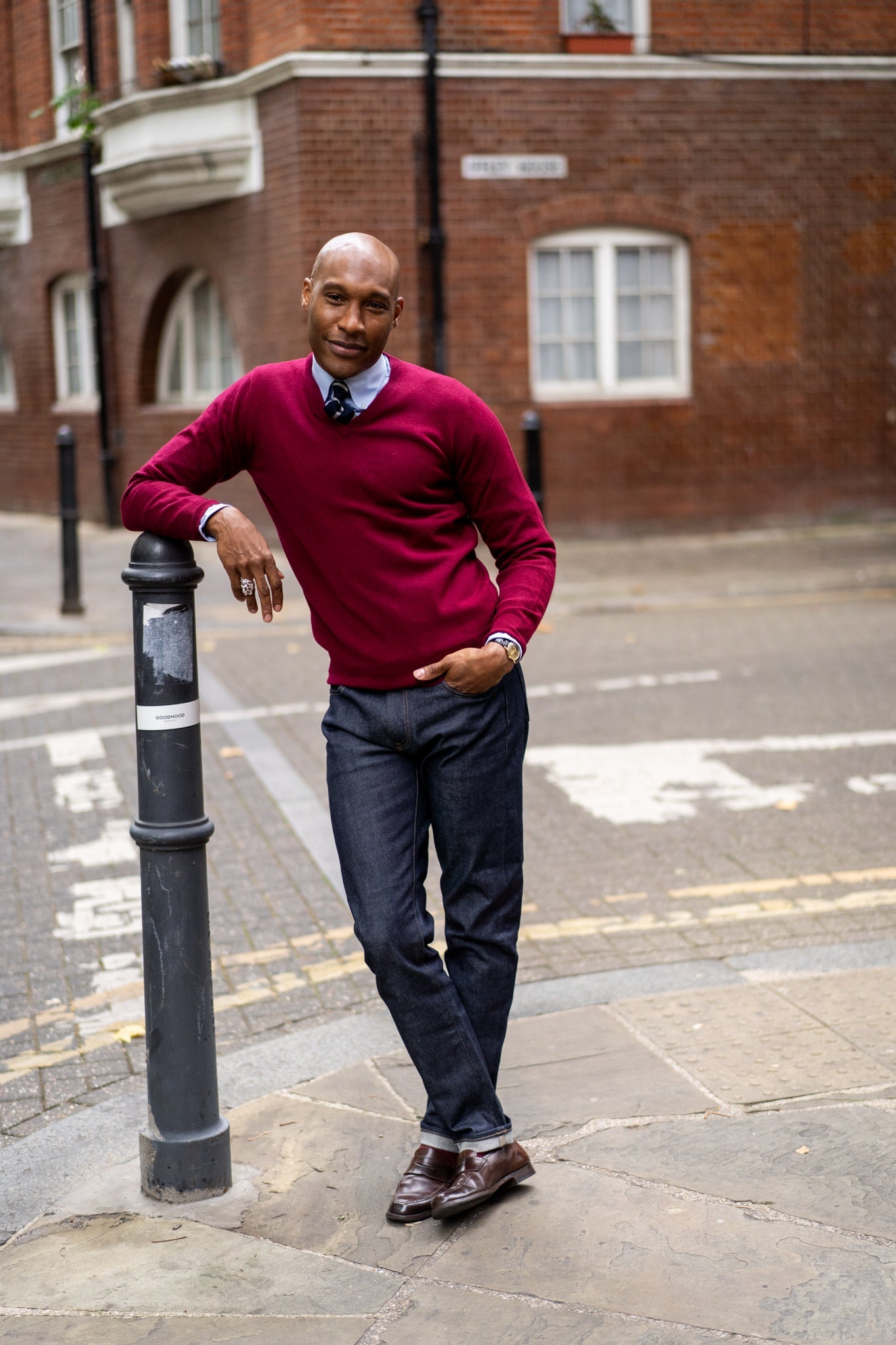 Albury Geelong Wool Sweater in Claret - Regular Fit