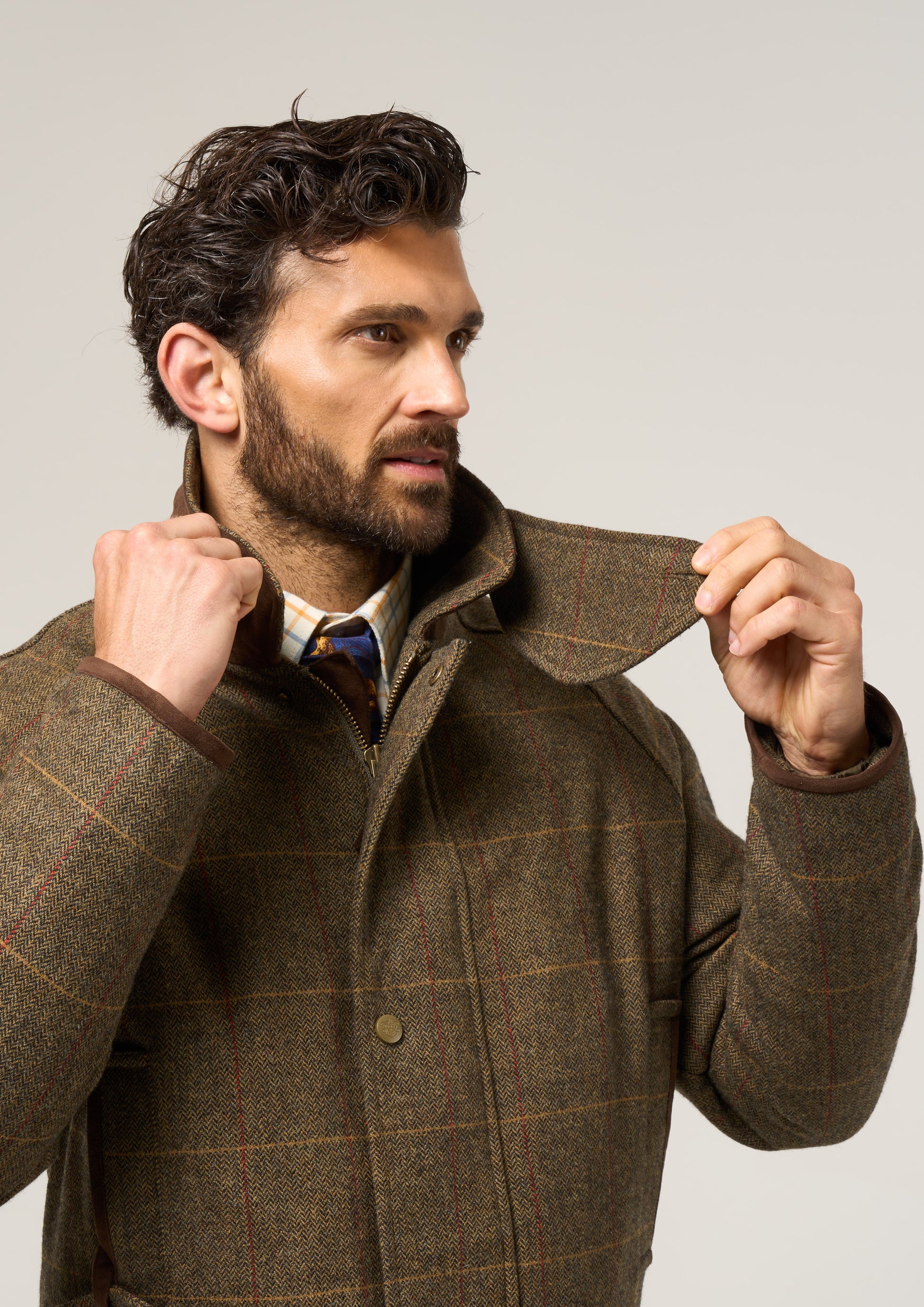 Combrook Men's Waterproof Tweed Coat In Teak