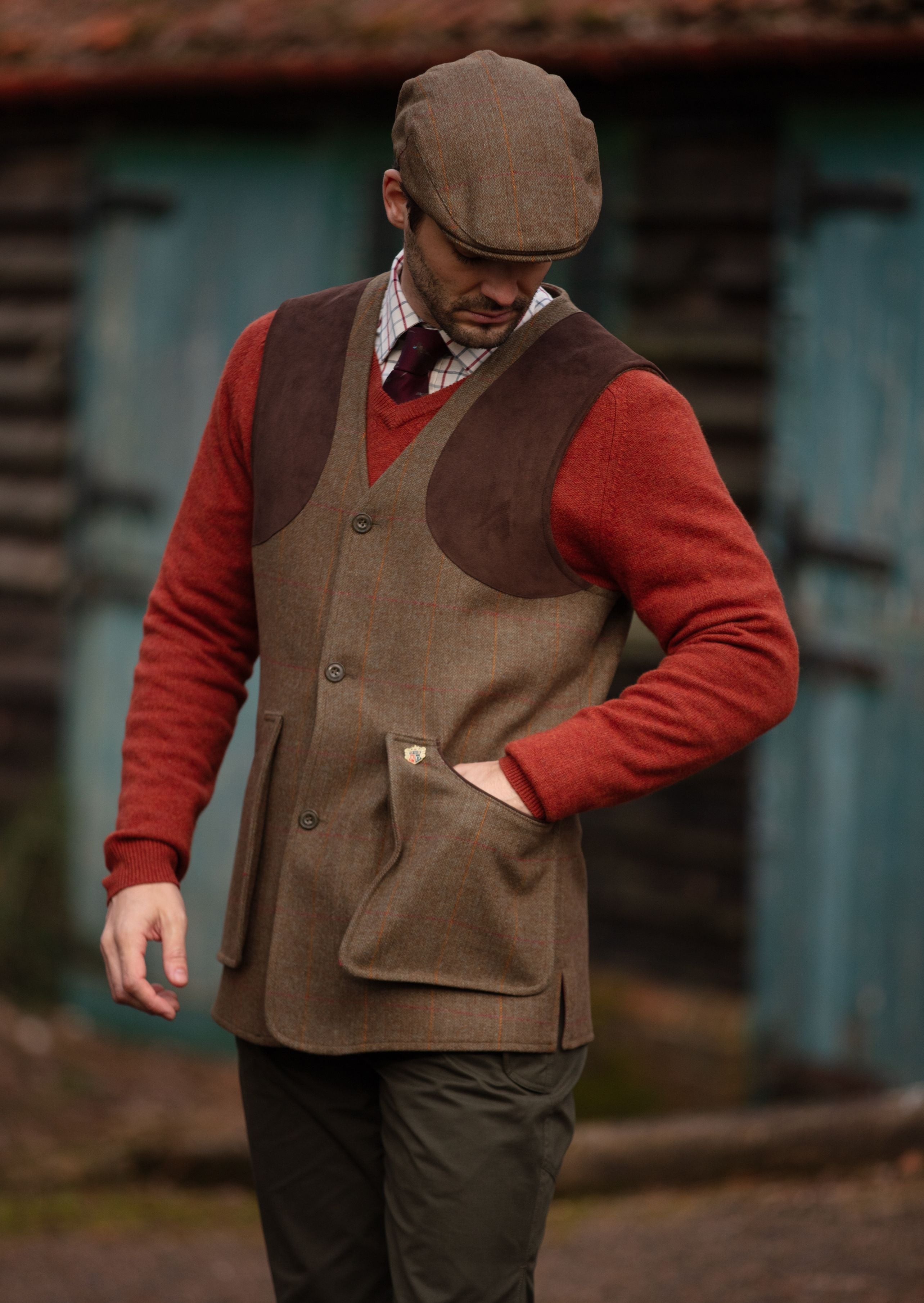 Mens tweed shooting discount gilet