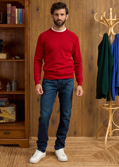 Dorset Men's Lambswool Jumper in Dubonnet - Classic Fit