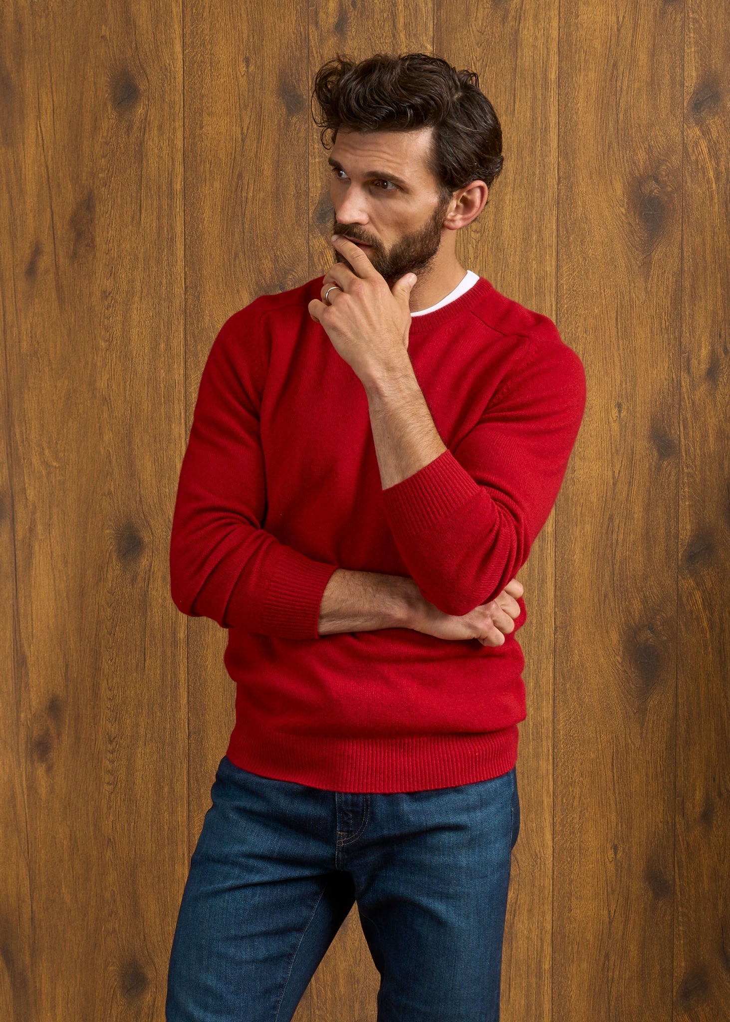 Dorset Men's Lambswool Jumper in Dubonnet - Classic Fit