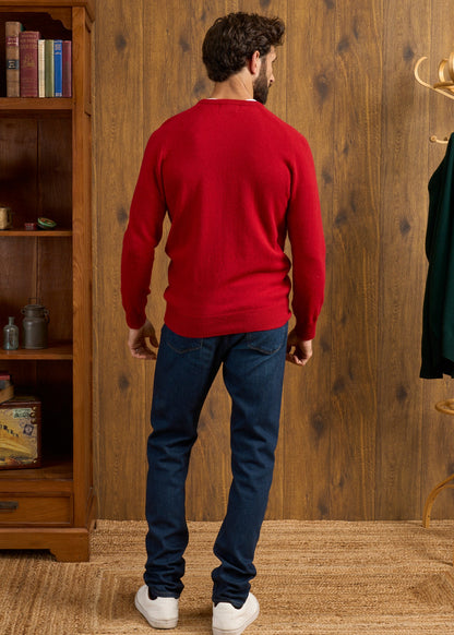 Dorset Men's Lambswool Jumper in Dubonnet - Classic Fit