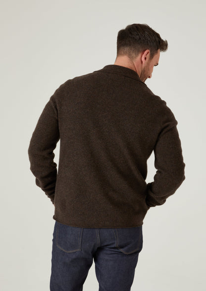 Ferndale Men's Knitted Lambswool Shirt In Cocoa