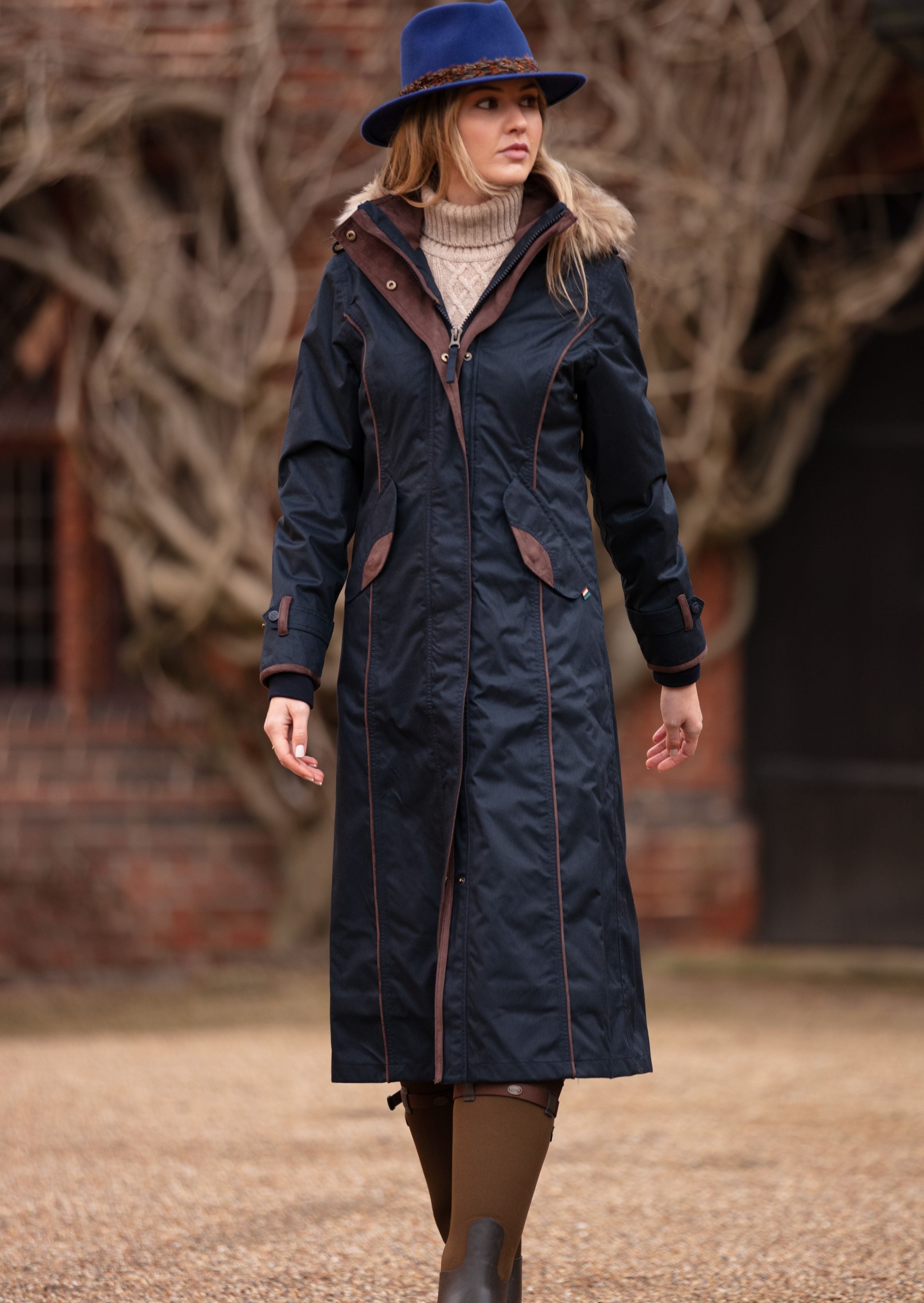 Ladies full shop length waterproof coat