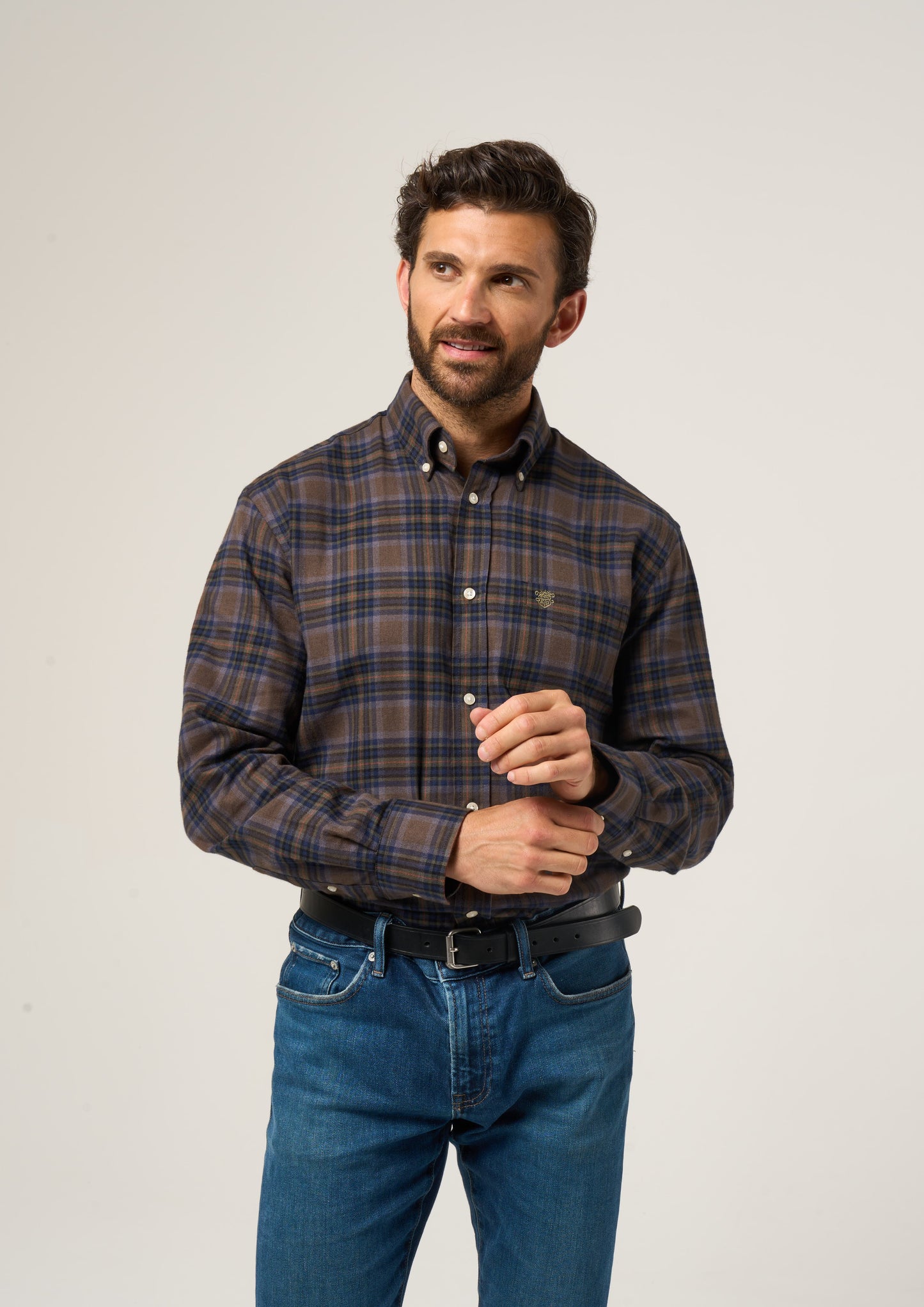 Ilkley Flannel Check Shirt In Brown