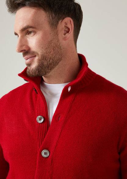 Landford Men's Lambswool Buttoned Jumper In Dubonnet 