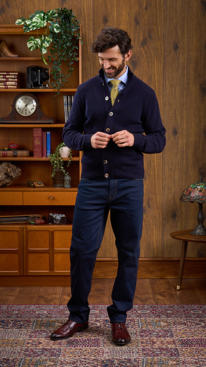 Landford Men's Lambswool Buttoned Jumper In Navy