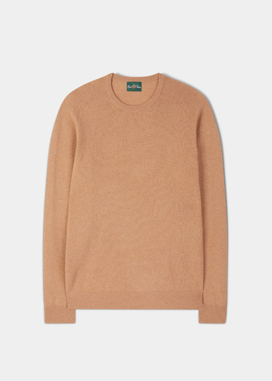 Lenzie Men's Lambswool Jumper In Camel - Regular Fit