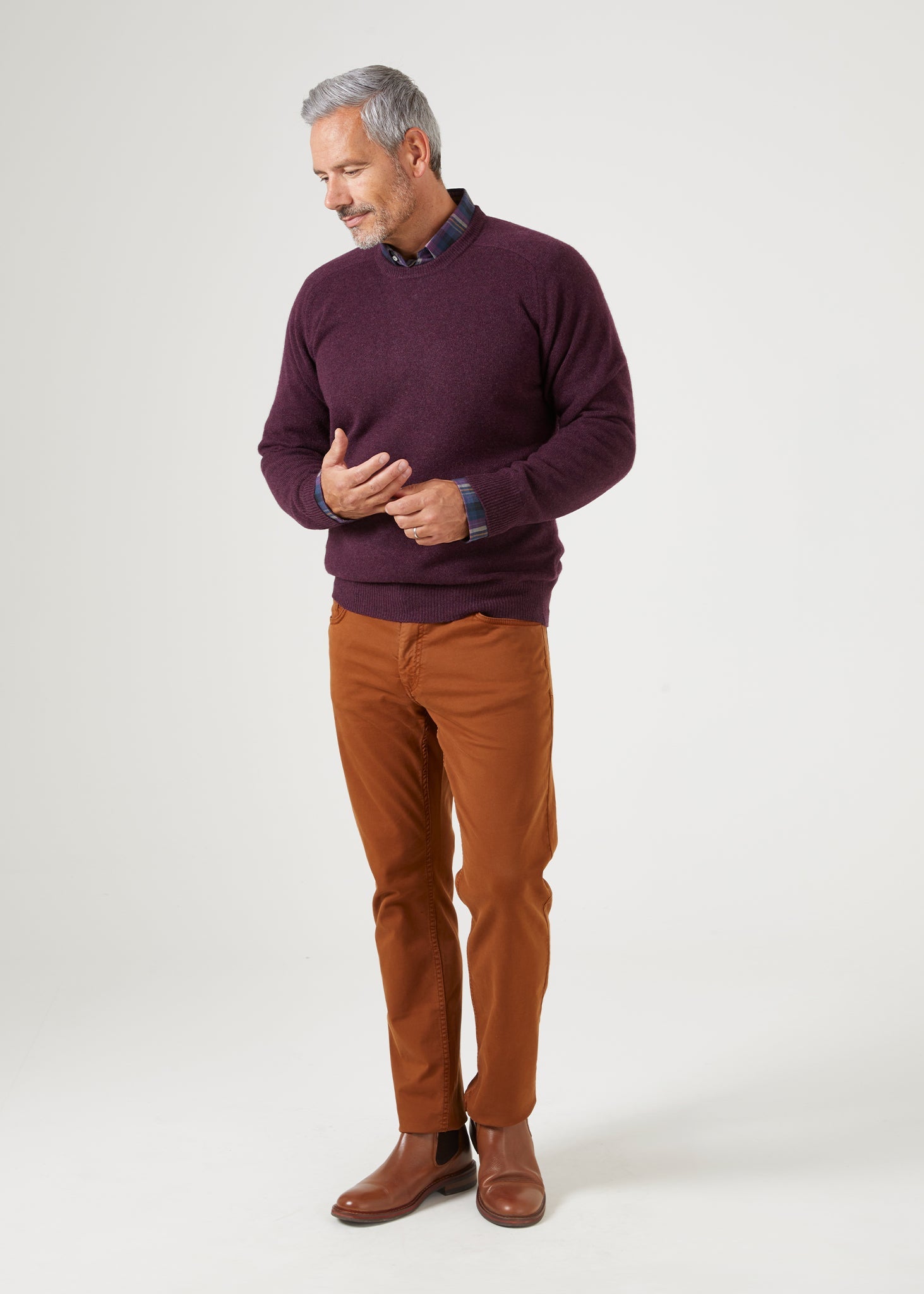 Lenzie Lambswool Sweater in Black Grape Regular Fit