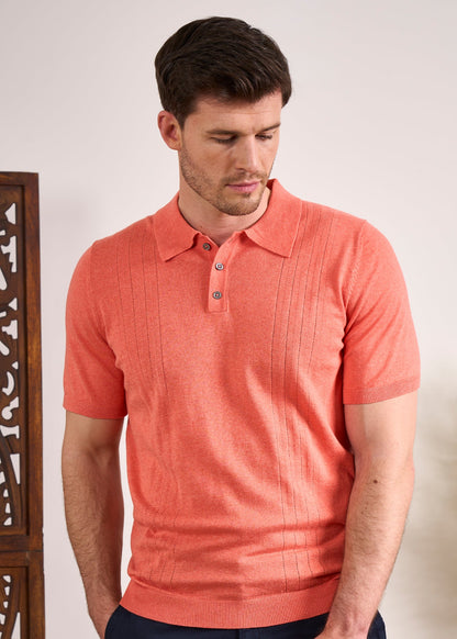 Luxury Cotton Polo In Coral