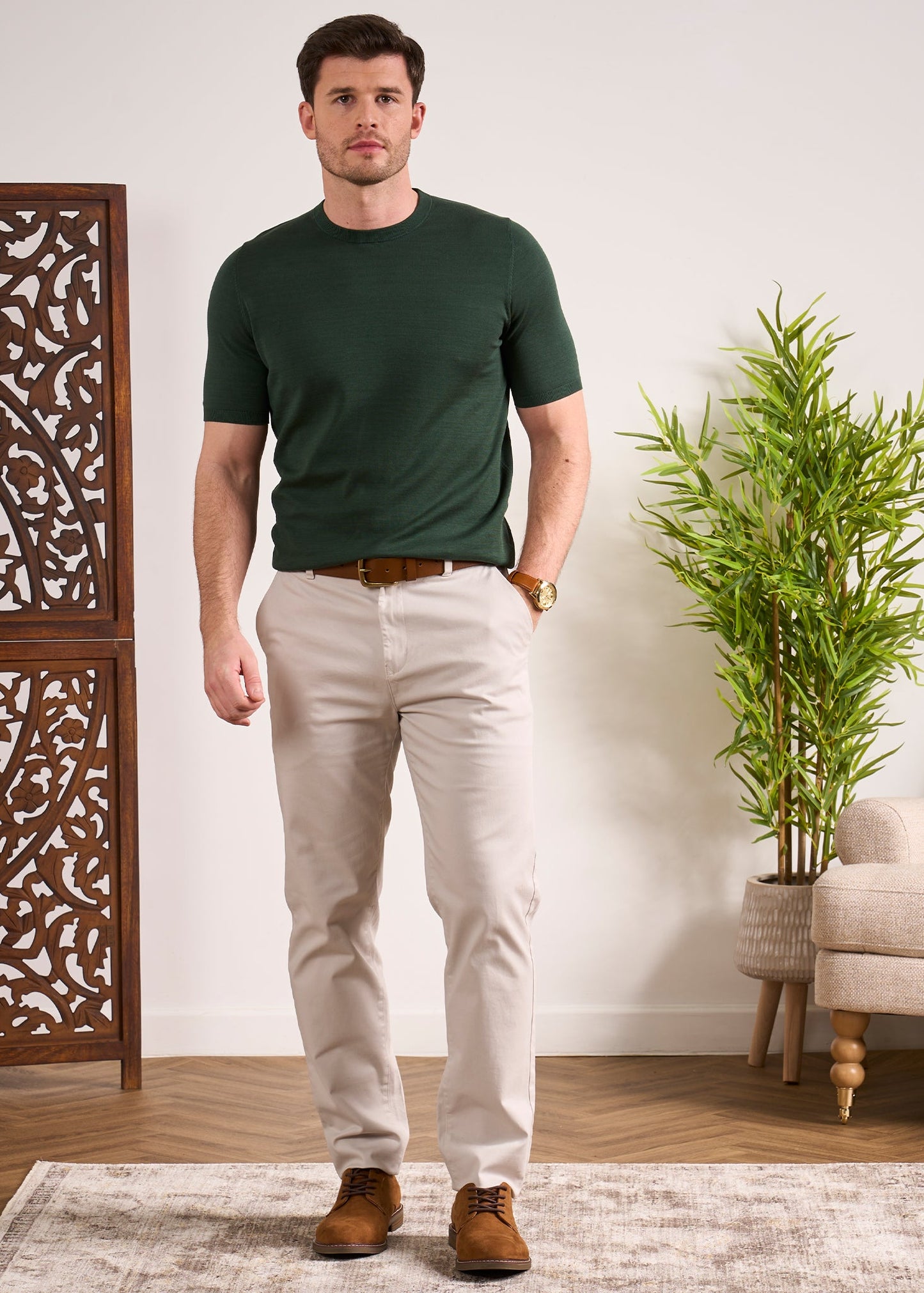 Mens Cotton T Shirt in Green