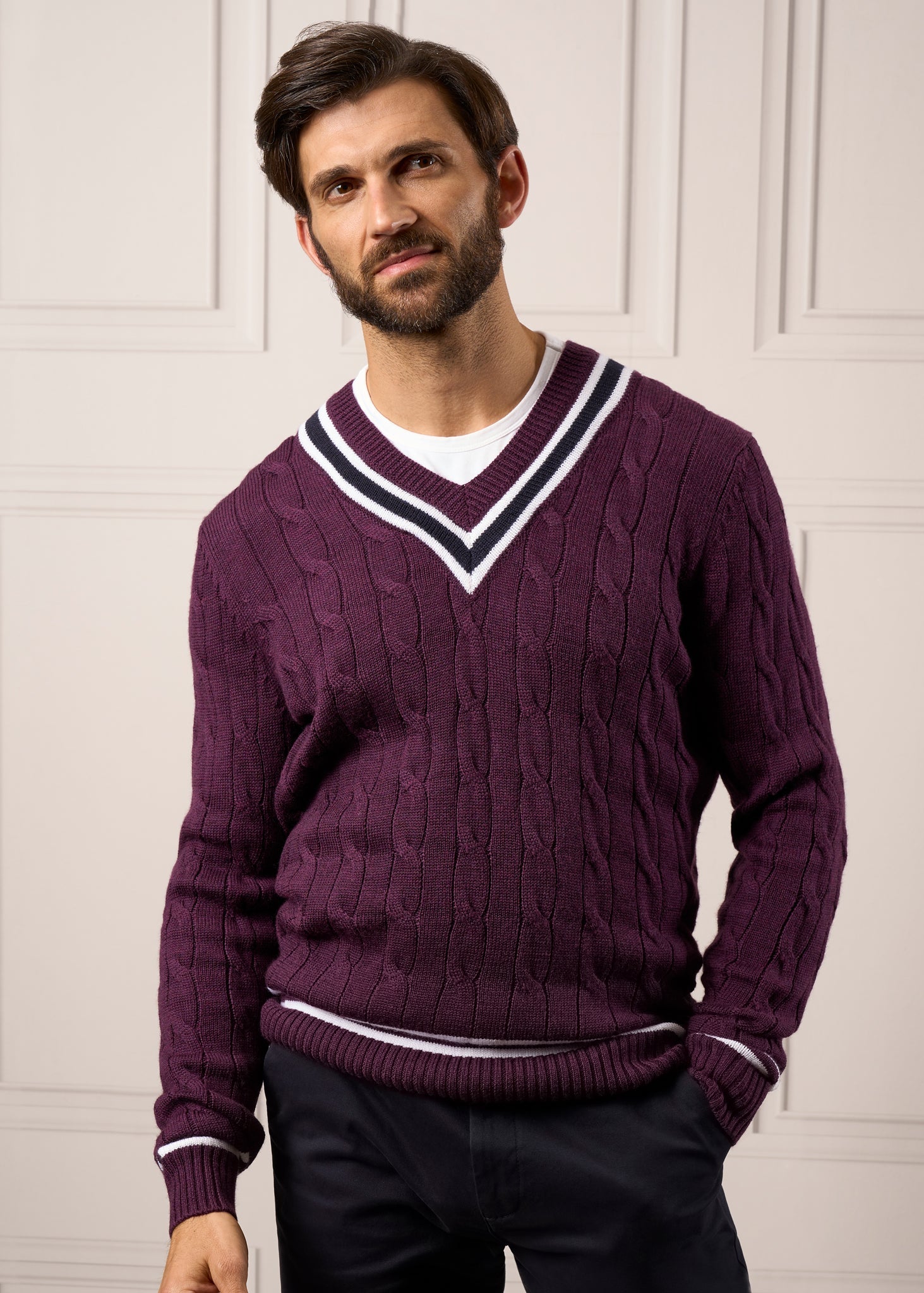 Men s Purple Jumpers Purple Crew Neck Jumpers Alan Paine Alan Paine USA