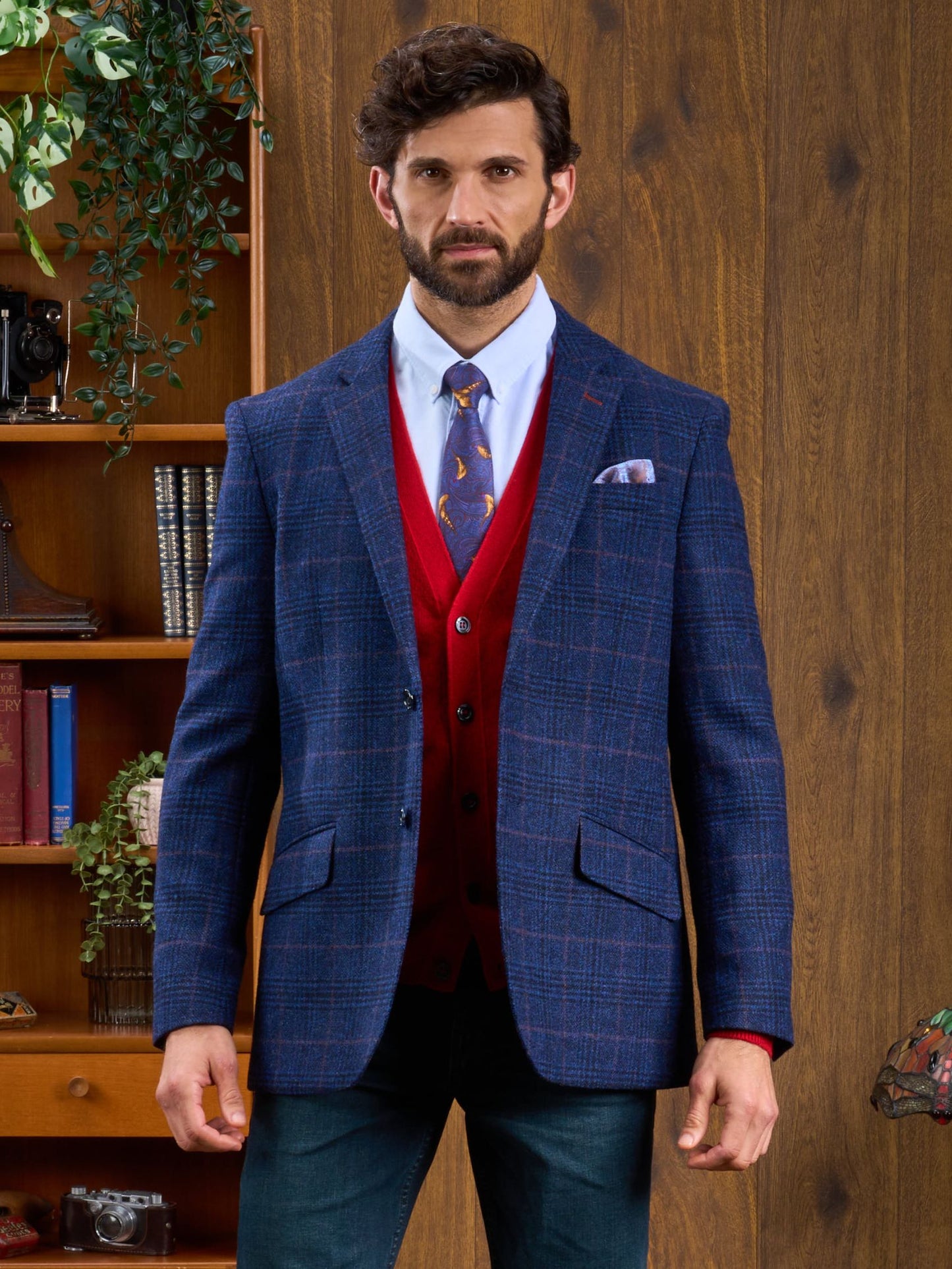 Surrey Tweed Lined Blazer In Navy Check 