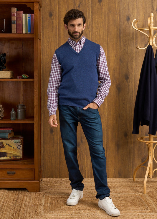 Norfolk Men's Lambswool Slipover in Rhapsody