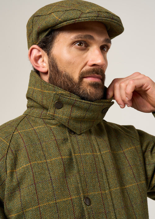 Rutland Men's Tweed Waterproof Shooting Coat In Green Ash