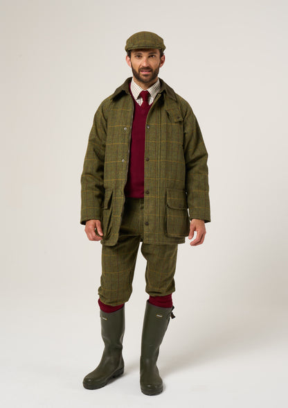 Rutland Men's Tweed Waterproof Shooting Coat In Green Ash