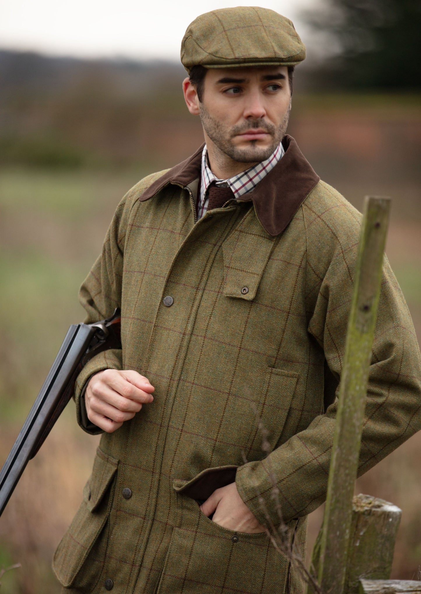 Rutland Men's Tweed Shooting Coat In Lichen | Alan Paine USA