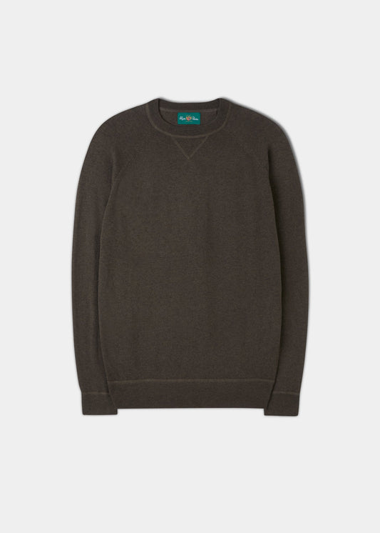 Saddington Cotton Merino Crew Neck Sweatshirt In Seaweed