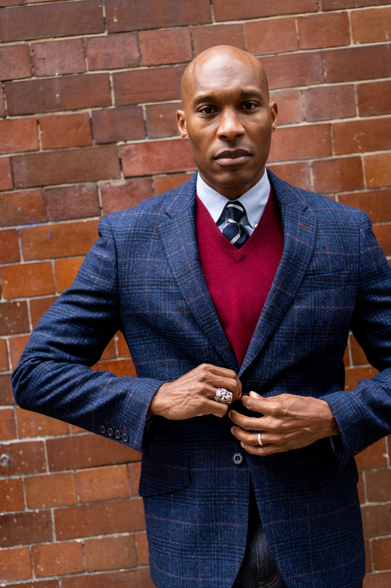 Surrey Tweed Lined Blazer In Navy Check Regular Fit