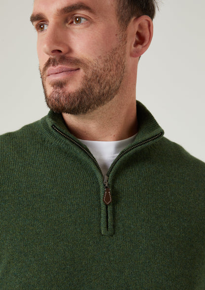 Sutherland Lambswool 1/4 Zip Jumper in Rosemary 