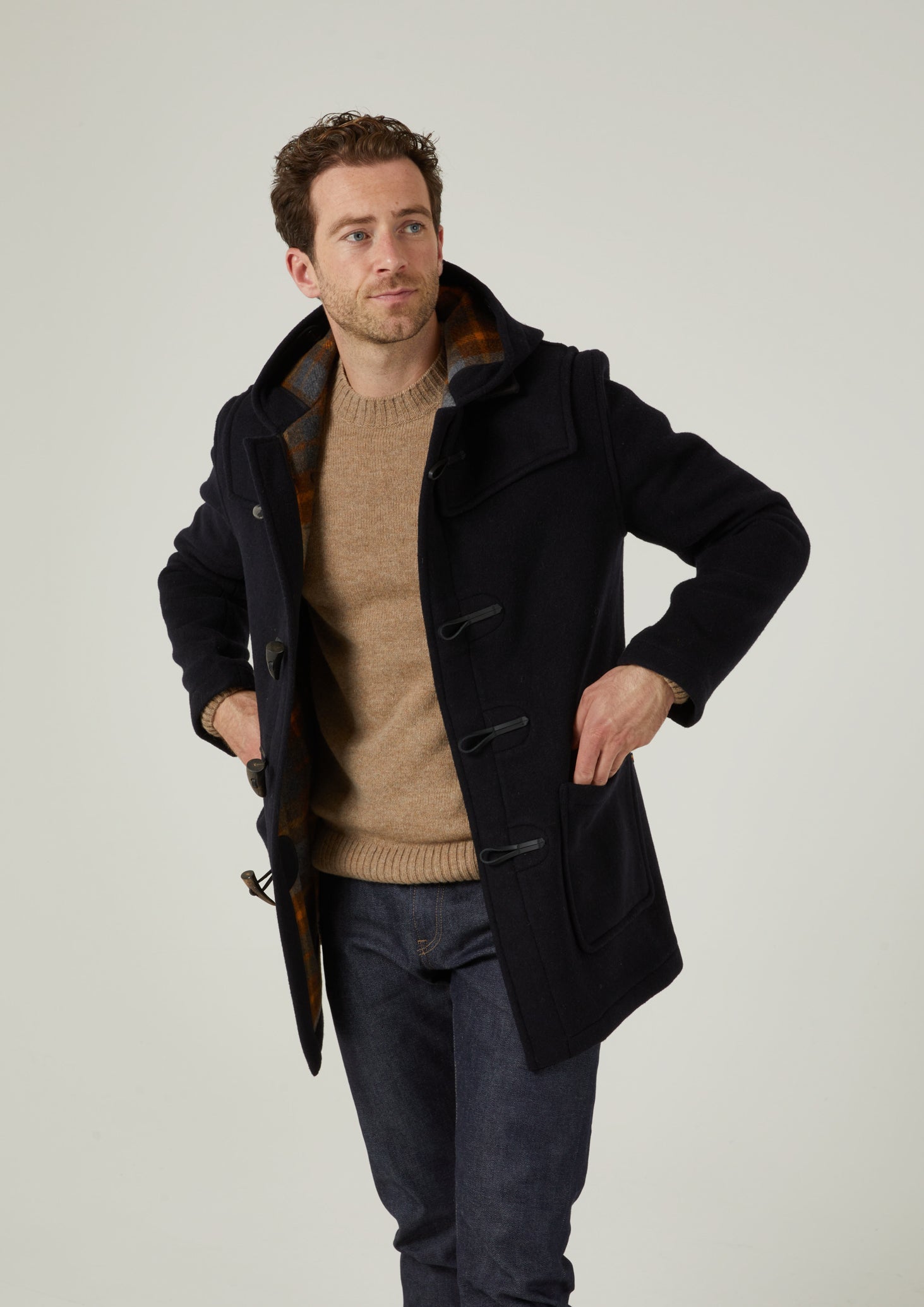 Navy duffle coat mens hotsell