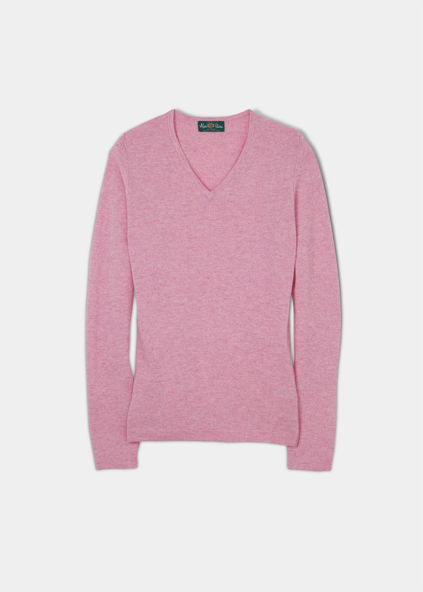 Ladies Geelong Lambswool Vee Neck Jumper In Flamingo