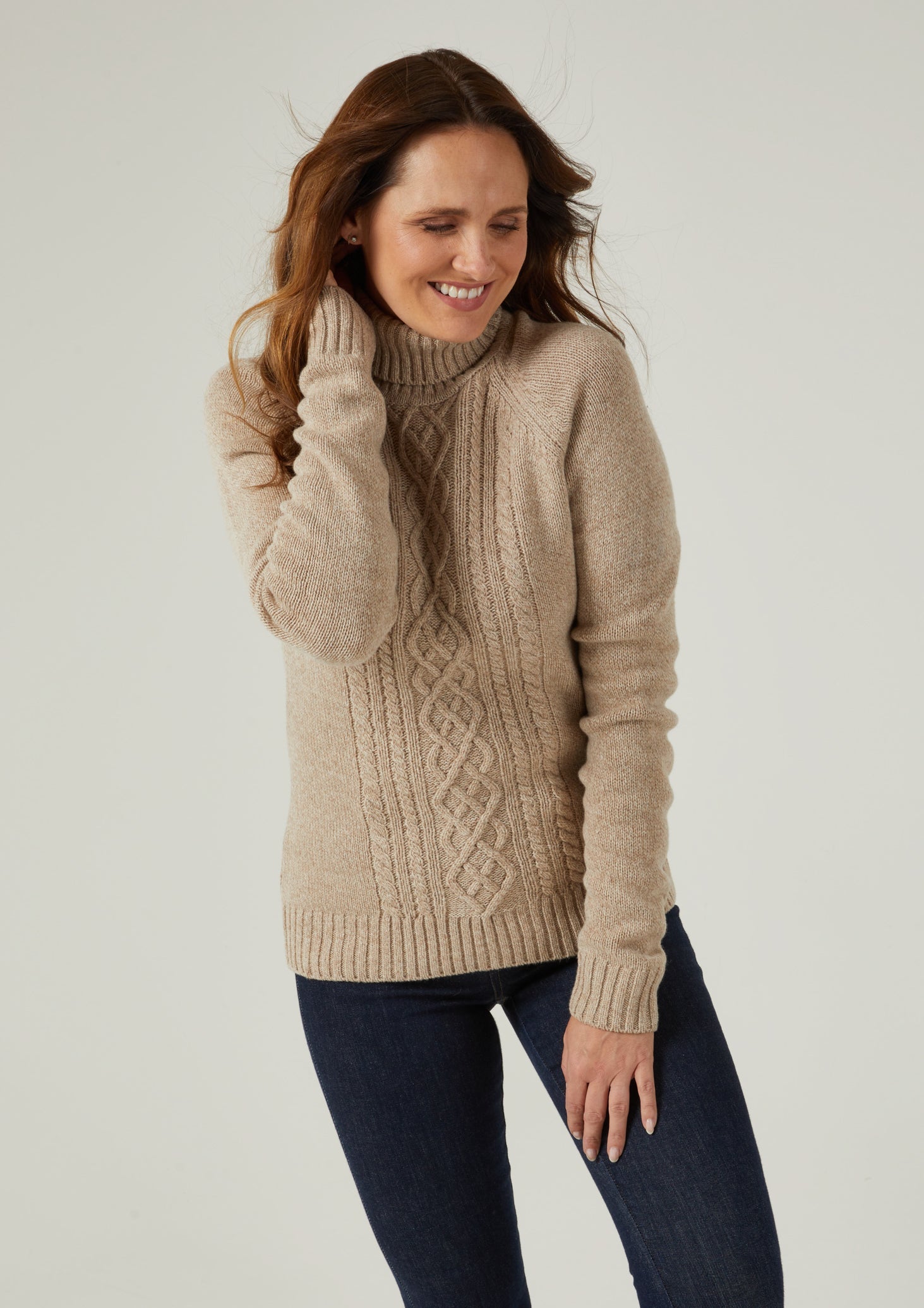 Brown roll hot sale neck jumper womens