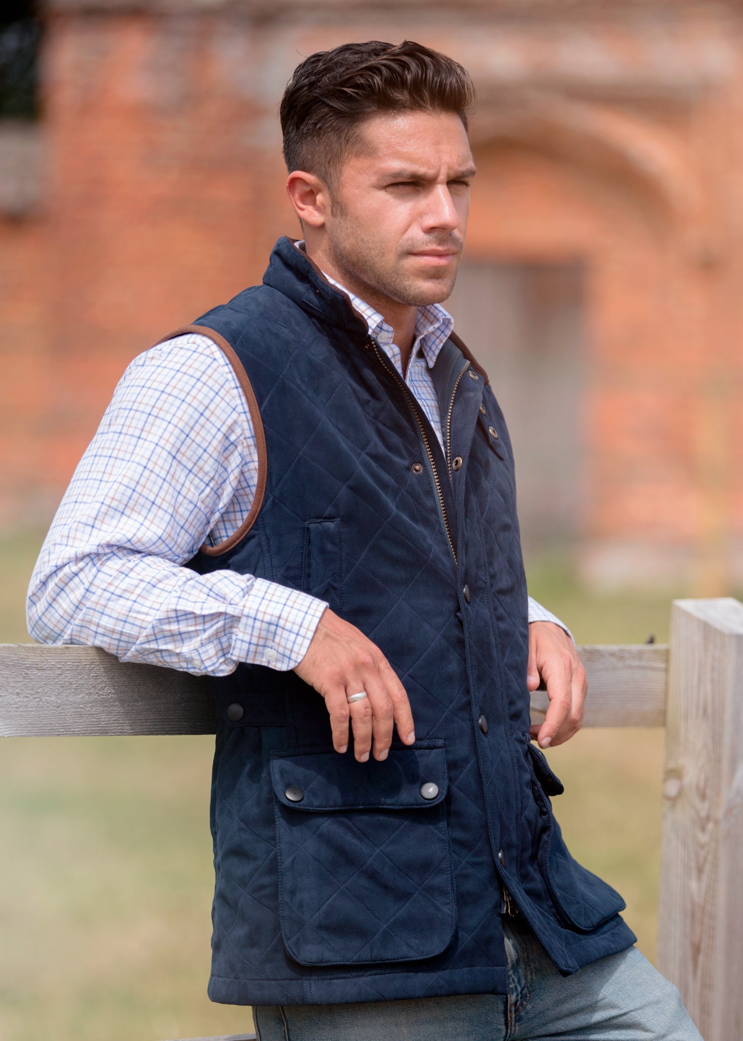 Blue quilted 2024 vest mens